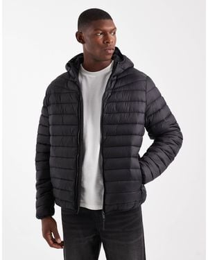 Threadbare Funnel Neck Puffer Jacket - Black