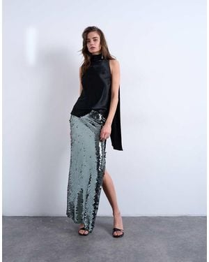 TOPSHOP Sequin Column Midi Skirt - Purple
