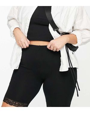 Vero Moda legging Shorts With Lace Detail - Black