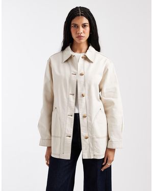 ASOS Oversized Cotton Harrington Jacket - Natural