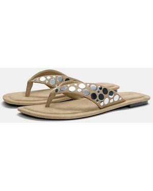 Pull&Bear Embellished Flat Sandals - White