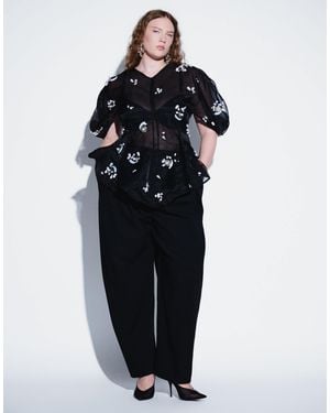 ASOS Curve Tailored Deep Waistband Barrel Pants With Pleat Detail - Blue