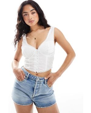 Pimkie Crop top boutonné à détail plissé - Blanc