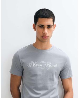ASOS Slim T-Shirt With Text Graphic - Grey