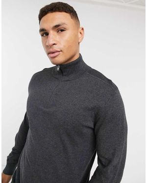SELECTED Quarter Zip Jumper - Grey