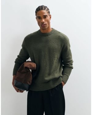 SELECTED Knitted Textured Crew Neck Jumper - Green