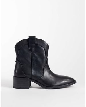 Mango Teen 100% Leather Short Western Boot - Blue