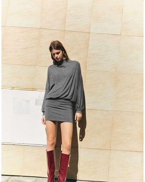 Pull&Bear Kleid mit fledermausärmeln und gürtel - Natur