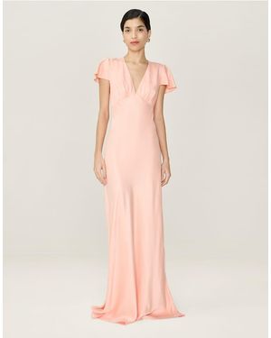OMNES Dresses Fai Satin Maxi Dress With Cap Sleeve - Pink