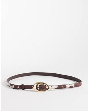 New Look Cow Print Belt - Grey