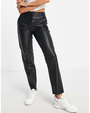 SELECTED Pantalones Negros De Cuero Auténtico De Femme