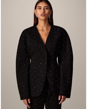 ARRANGE Hot Fix Tailored Ovoid Sleeve Blazer Co-ord - Black