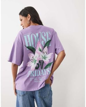 ASOS Oversized T-Shirt Met House Fridays Bloemenprint - Paars