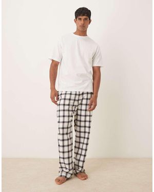 ASOS Ruimvallende Geruite Pyjamaset - Naturel