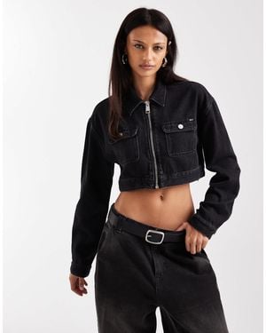Tommy Hilfiger Cropped Zip Through Denim Jacket - Black