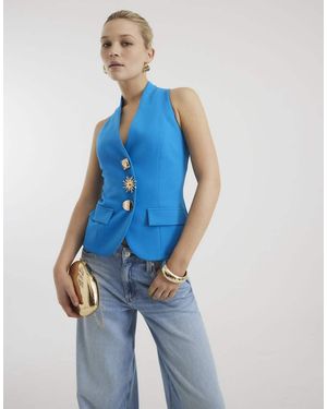 River Island Sleeveless Button Detail Waistcoat - Blue