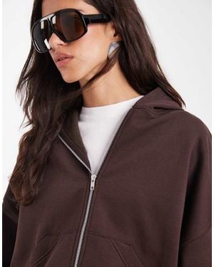 ASOS Hoodie Met Rits En Brushback - Bruin