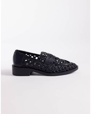 Raid Mocasines Negros Con Diseño Trenzado Uliana De - Azul