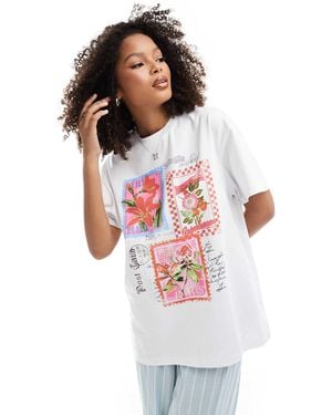 Miss Selfridge Postcards Oversized Tee - White