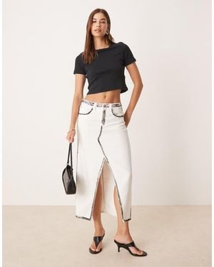 Glamorous Centre Split Denim Maxi Skirt - Natural
