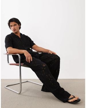 ASOS Knitted Crochet Trouser - Black