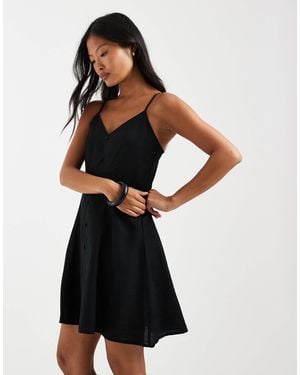 Vero Moda Button Front Cami Mini Skater Dress - Black
