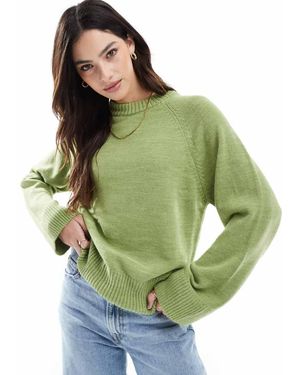 ASOS Maglione Girocollo Lavorato Color Oliva Con Maniche Raglan - Verde