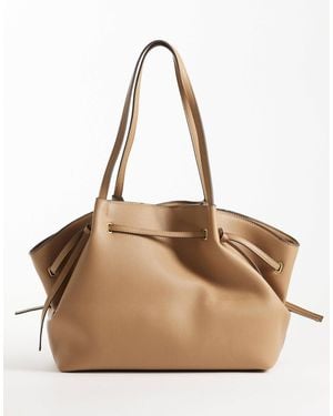 Mango Faux Leather Large Slouchy Tote Bag - Natural
