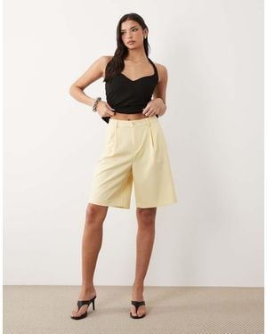 Gina Tricot Tailored Bermuda Shorts - Natural