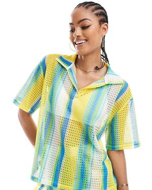 Extro & Vert Tall Camicia All'Uncinetto A Righe - Blu