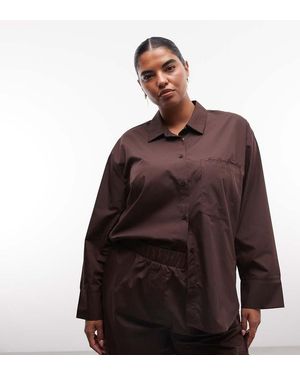 Noisy May Camicia Oversize Coordinata Con Dettaglio Tasca - Marrone