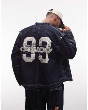 AND1 Long Sleeve Denim 93 Logo Back Print Shirt Co-ord - Blue