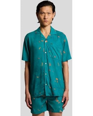 Lyle & Scott Ss Woven Shirts Goldfish Resort Shirt - Blue