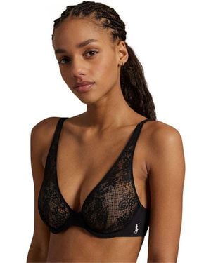 Polo Ralph Lauren Love Collection Galoon Lace Plunge Bra - Black