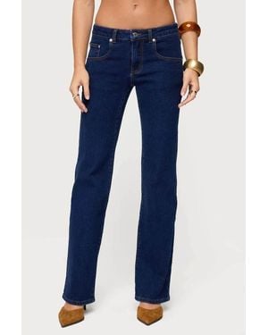 Edikted Jemima Contrast Stitch Low Rise Jeans - Blue