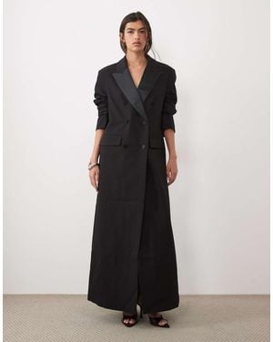 ASOS Lange Smokingblazer Met Power Shoulders - Zwart