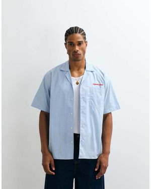 Jack & Jones Poplin Stripe Shirt With Pocket Embroidery - White
