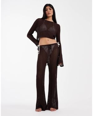 ASOS Polly Pointelle Knitted Beach Trouser - Brown