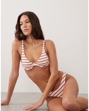 Rhythm Tami Stripe Underwi Bikini Top - Brown