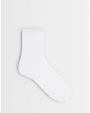 Pieces Ribbed Ankle Socks - White