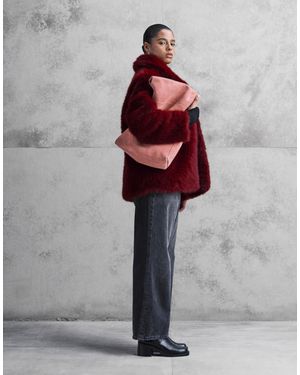 ASOS Asos Design Curve Top Collar Faux Fur Coat - Red