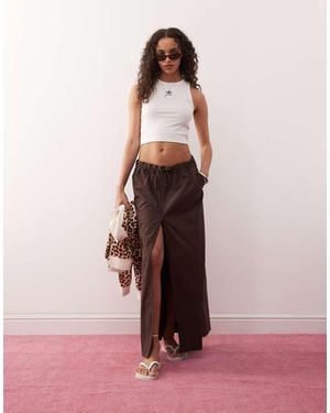Monki Maxi Skirt With Elasticated Waistband - Pink