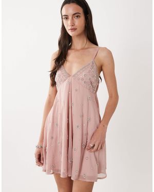 Miss Selfridge Embellished Cami Mini Dress - Pink