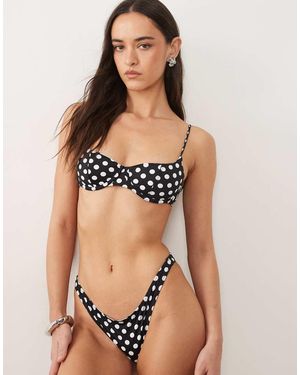 Mango Bikinitopje Met Gestrikte Achterkant En Stippen - Zwart