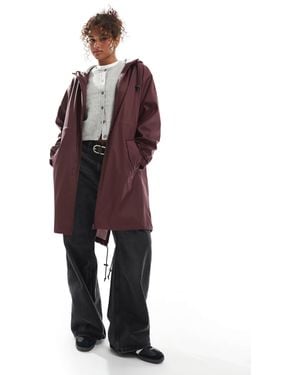 ASOS Contrast Detail Rubberised Rain Parka - Red