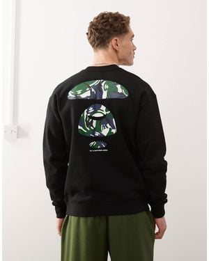 Aape By A Bathing Ape Aape By A Bathing Ape Logo Basic Sweatshirt With Camo Backprint - Black
