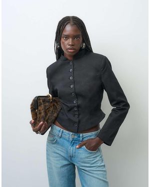 ASOS Getailleerd Militair Jack Met Mandarijnkraag - Blauw
