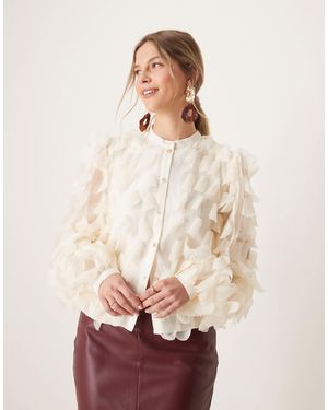 Y.A.S 3d Textured Button Front Top - Natural