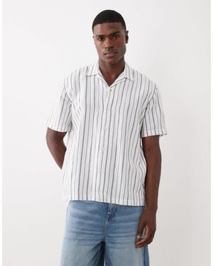 SELECTED Linen Blend Short Sleeve Shirt - White