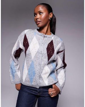 River Island Vest Met Argyle-Patroon - Grijs